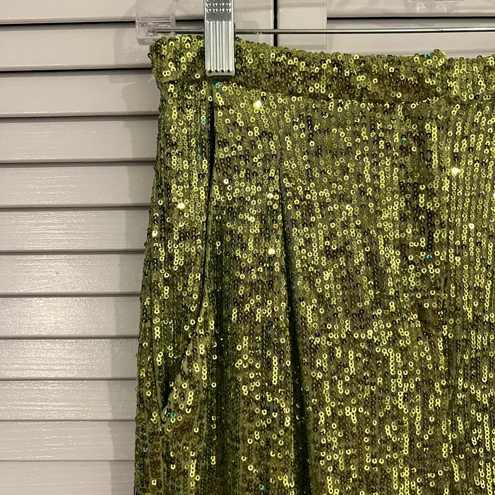 TOPSHOP GREEN SEQUIN TROUSERS NWT